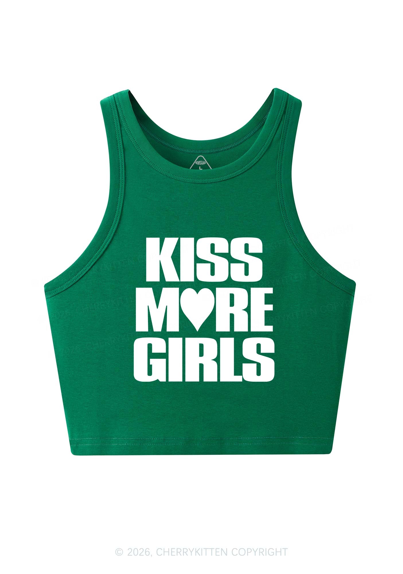 Kiss More Girls Heart Pride Y2K Crop Tank Top Cherrykitten