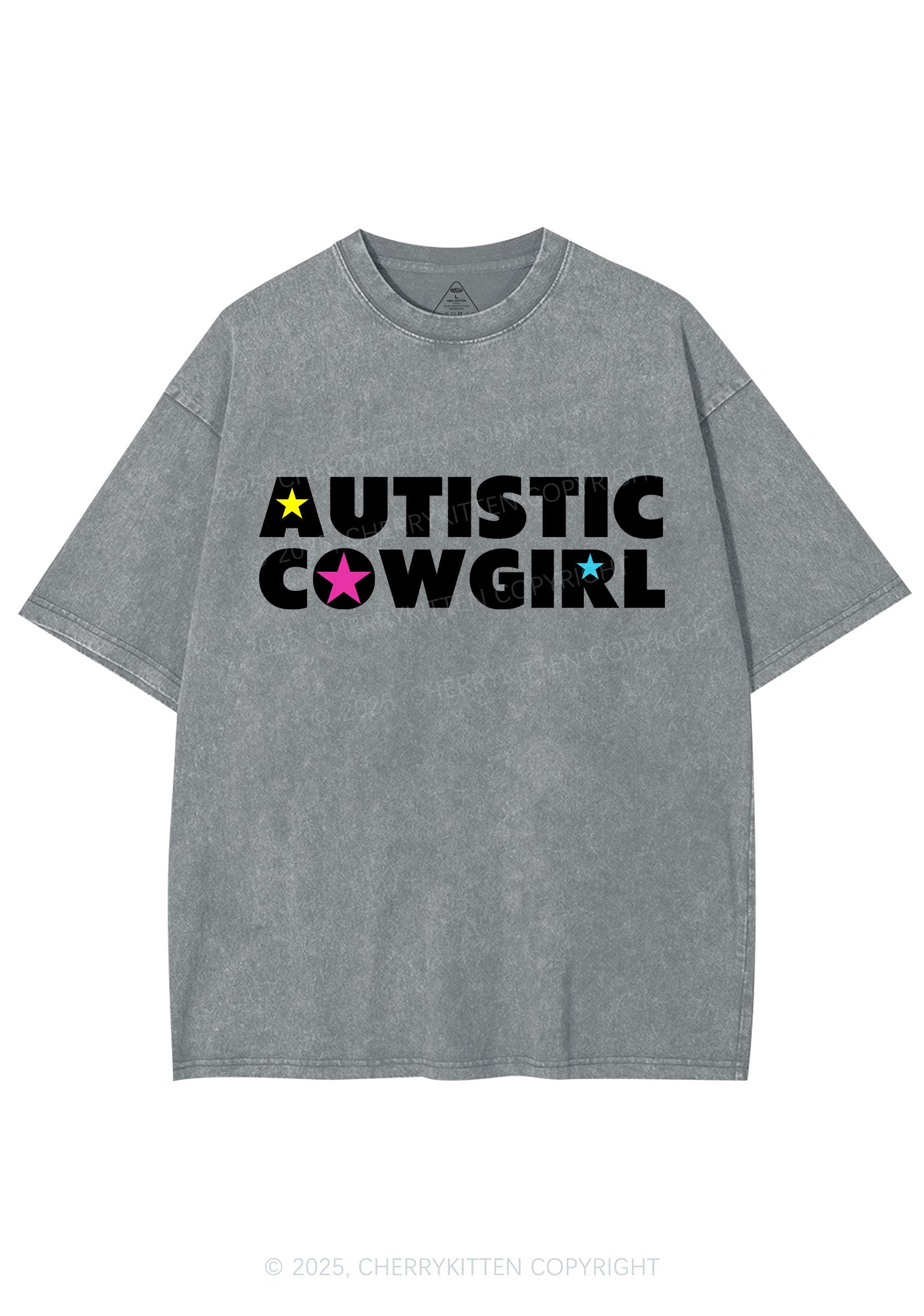 Autistic Cowgirl Y2K Shirts Washed Tee Cherrykitten