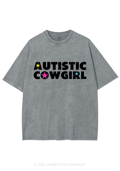 Autistic Cowgirl Y2K Shirts Washed Tee Cherrykitten