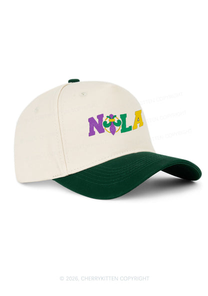 Embroidered Nola Fleur De Lis Y2K Color Block Baseball Cap Cherrykitten