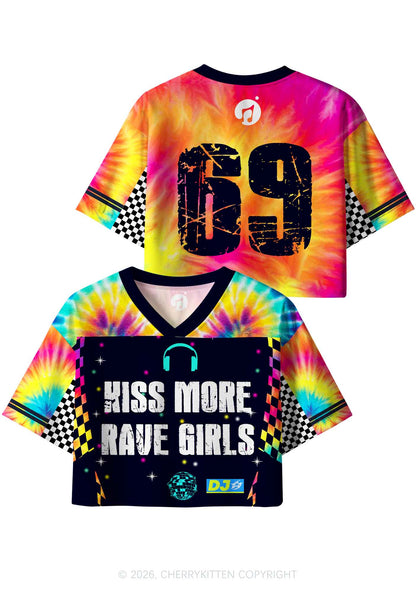 Kiss More Rave Girls Y2K Crop Sport Jersey Shirts Cherrykitten