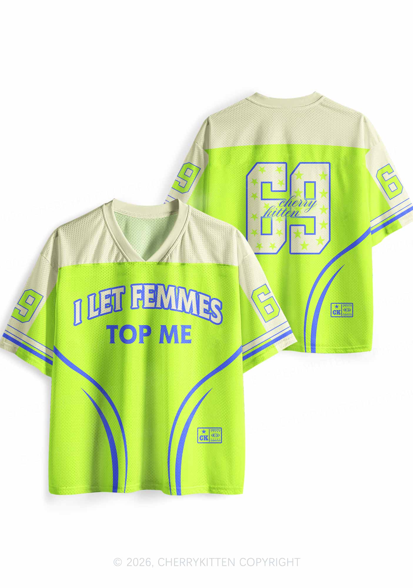 Neon Green I Let Femmes Top Me Pride Y2K Sport Jersey Shirts Cherrykitten