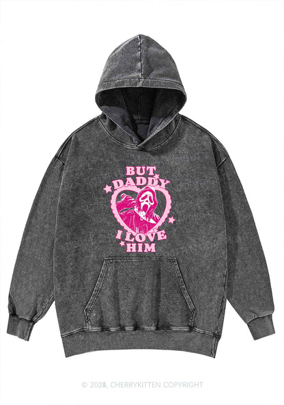 Halloween Daddy Love Horror Y2K Washed Hoodie Cherrykitten