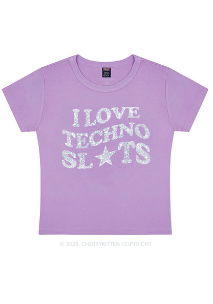 Glitter I Love Techno Slxts Y2K Baby Tee Cherrykitten