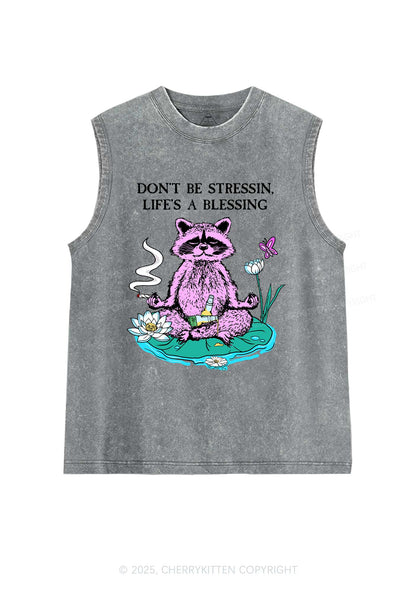 Dont Stress Raccoon Y2K Washed Muscle Tank Cherrykitten
