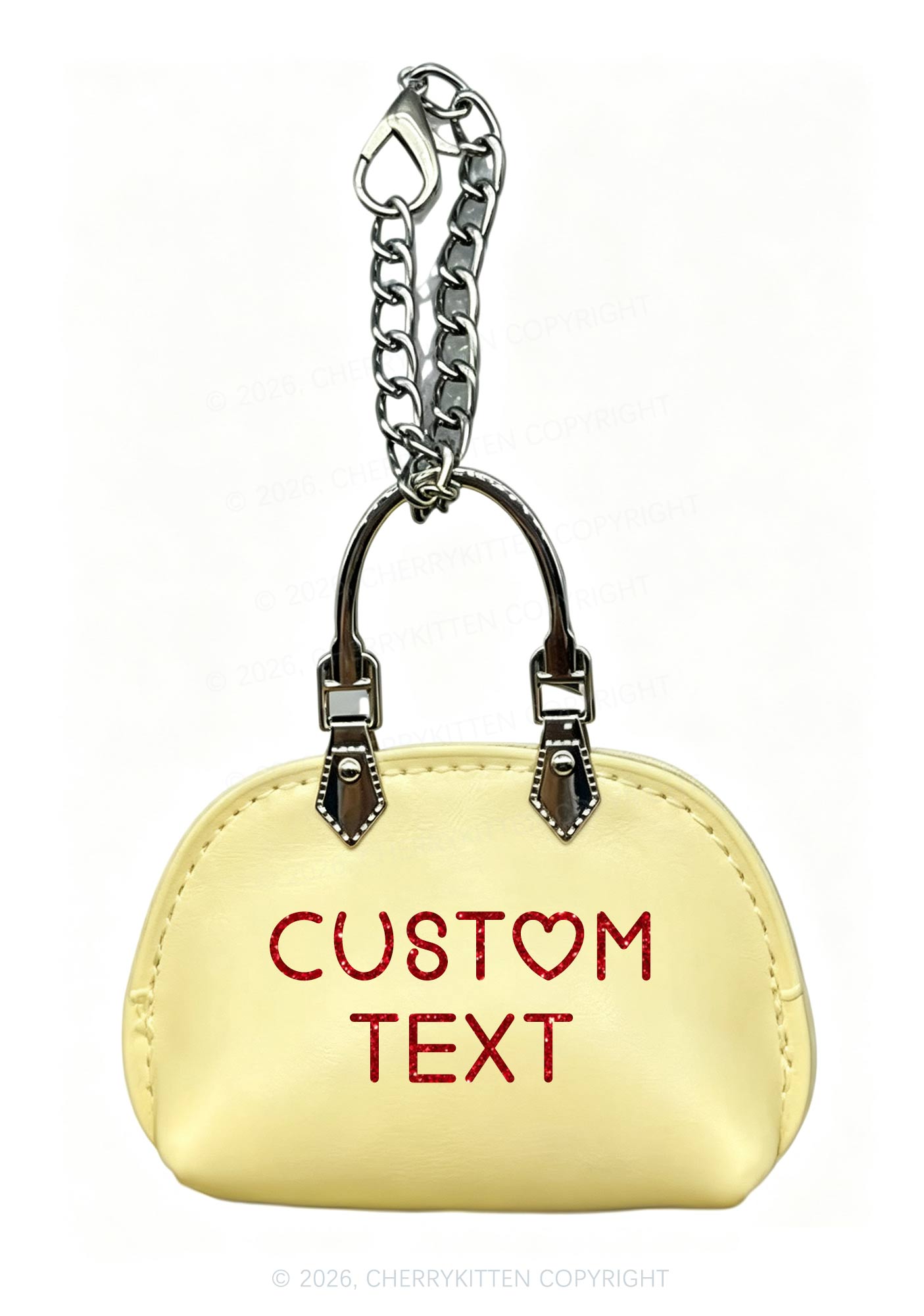 Glitter Custom Text Y2K Mini Handbag Charm Keychain Cherrykitten