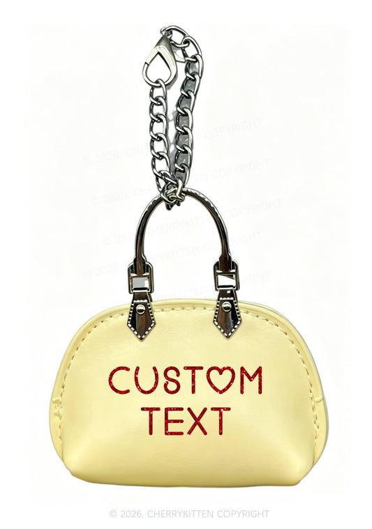 Glitter Custom Text Y2K Mini Handbag Charm Keychain Cherrykitten