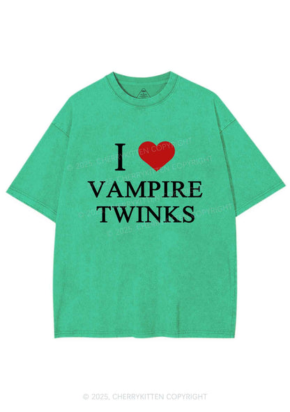 I Love Vampire Twinks Y2K Shirts Washed Tee Cherrykitten
