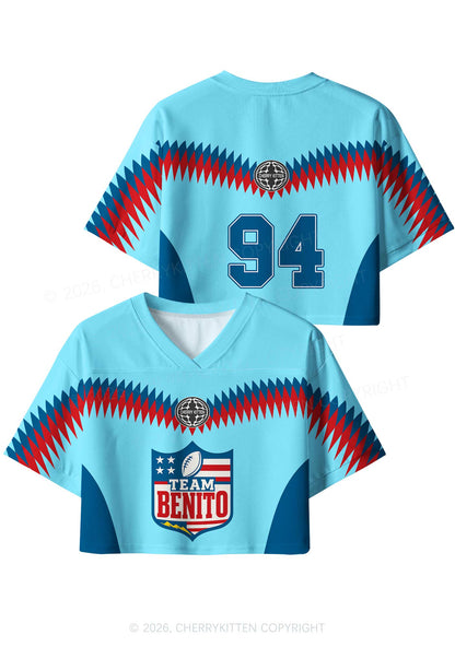 Blue Team Bunny Y2K Crop Sport Jersey Shirts Cherrykitten