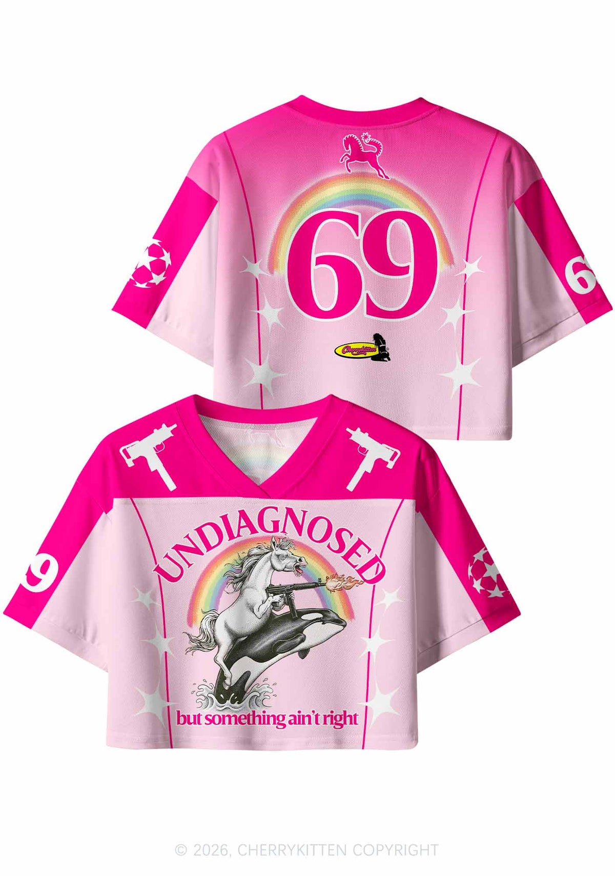Undiagnosed But Something Aint Right Y2K Crop Sport Jersey Shirts Cherrykitten
