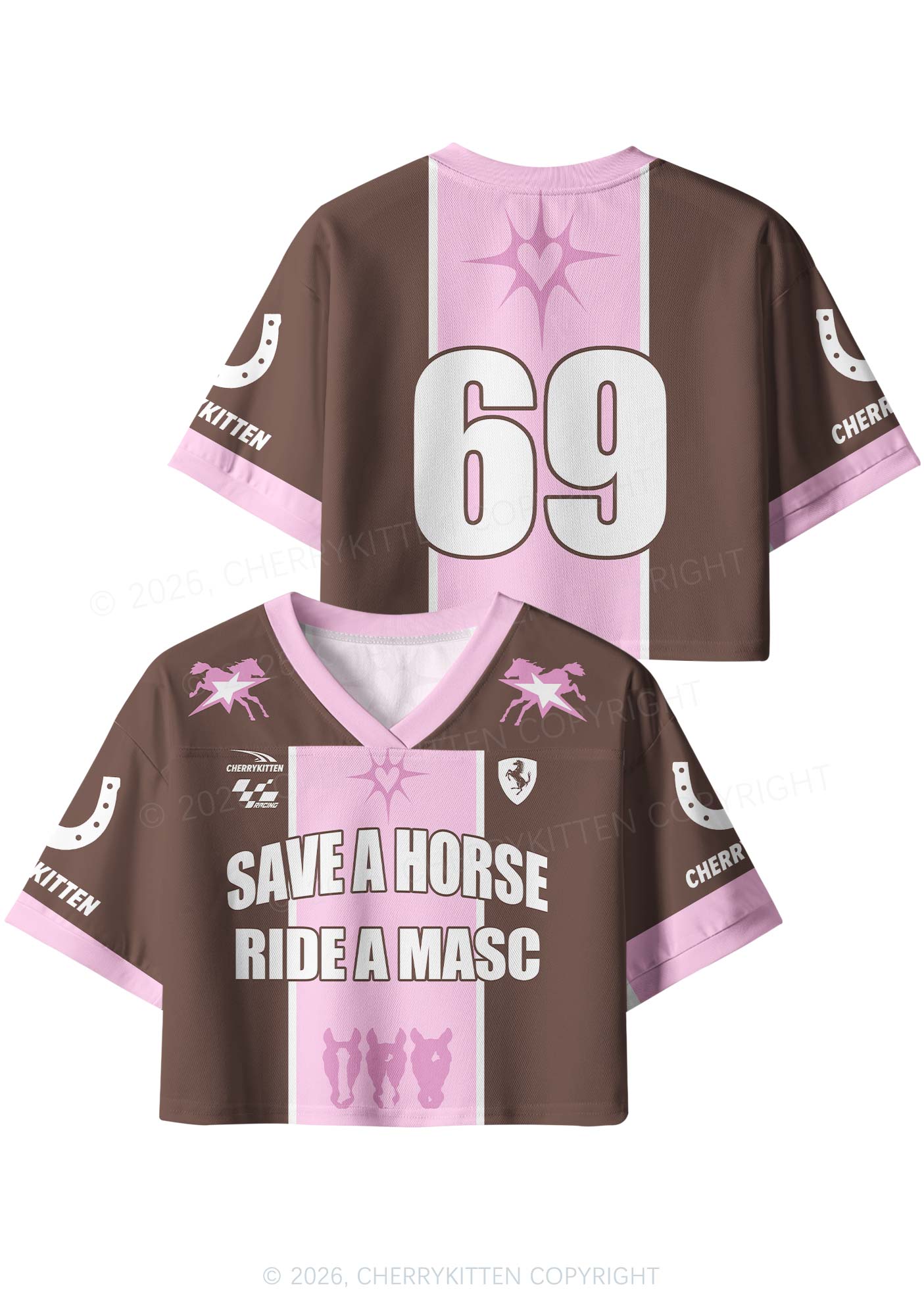 Save A Horse Ride A Masc Pride Y2K Crop Sport Jersey Shirts Cherrykitten