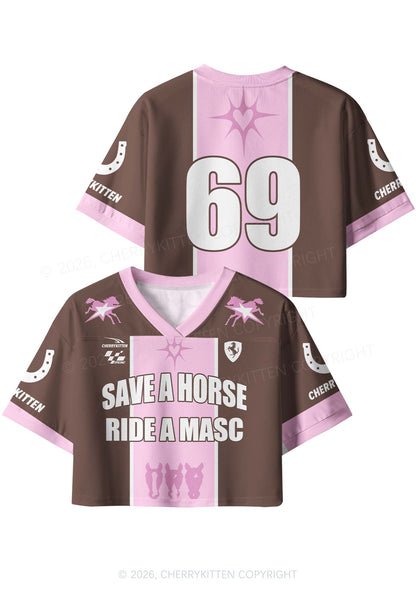 Save A Horse Ride A Masc Pride Y2K Crop Sport Jersey Shirts Cherrykitten