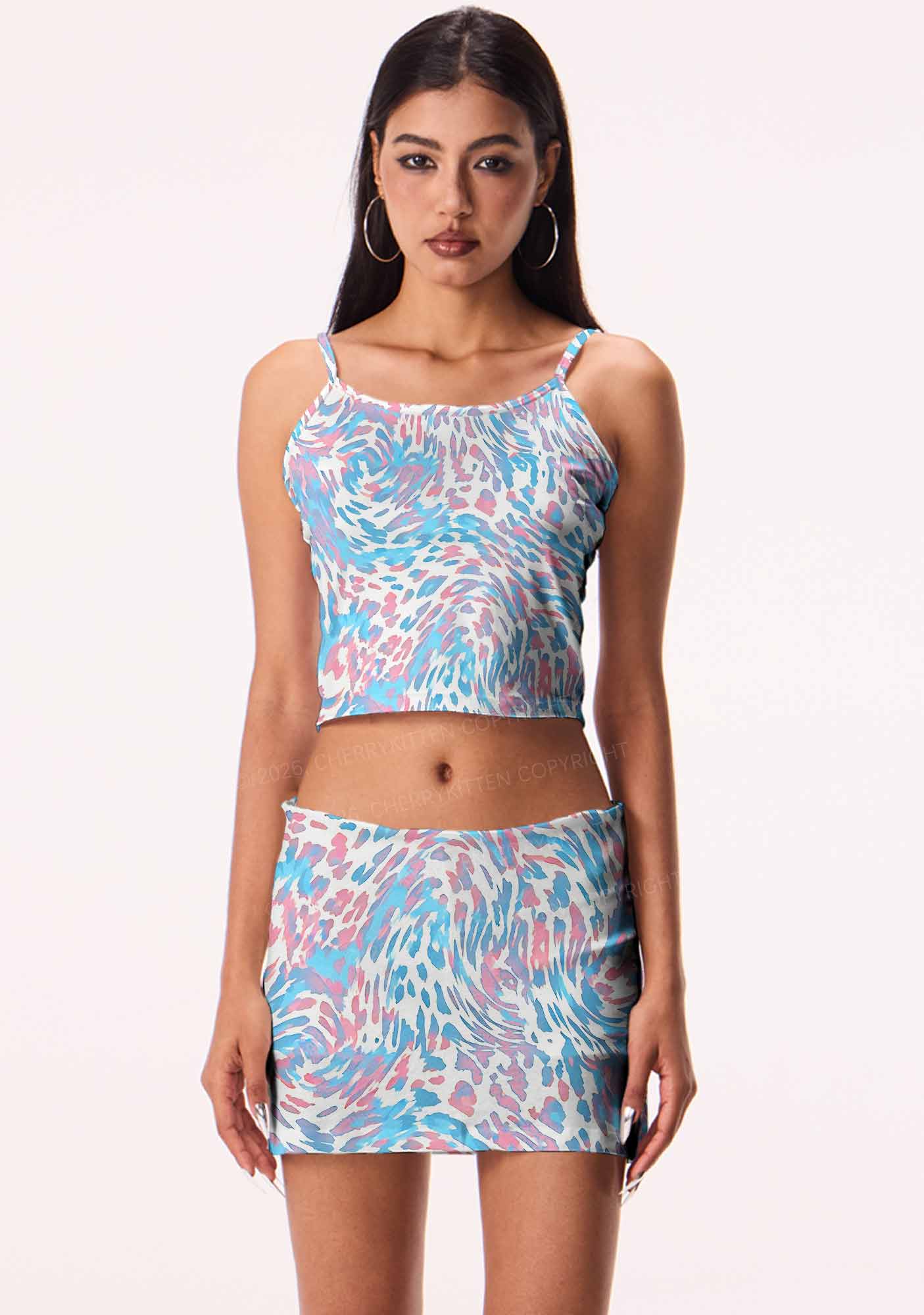 Trans Leopard Pride Y2K Print Cami Crop Top Cherrykitten