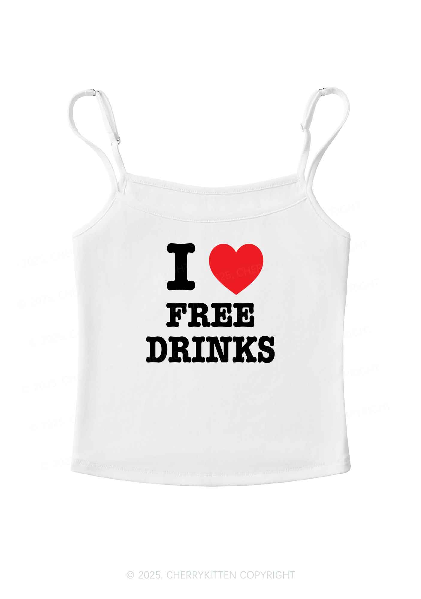 I Love Free Drinks Y2K Spaghetti Strap Cami Cherrykitten