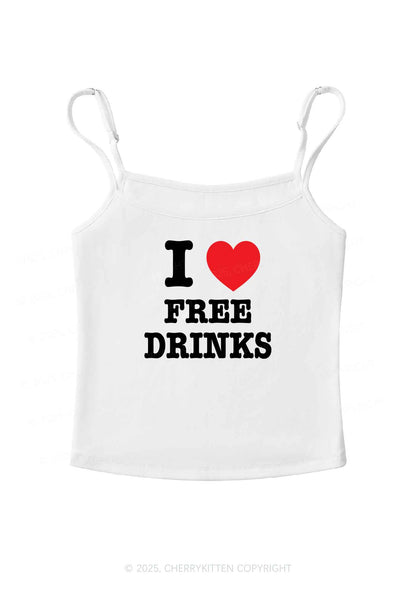 I Love Free Drinks Y2K Spaghetti Strap Cami Cherrykitten