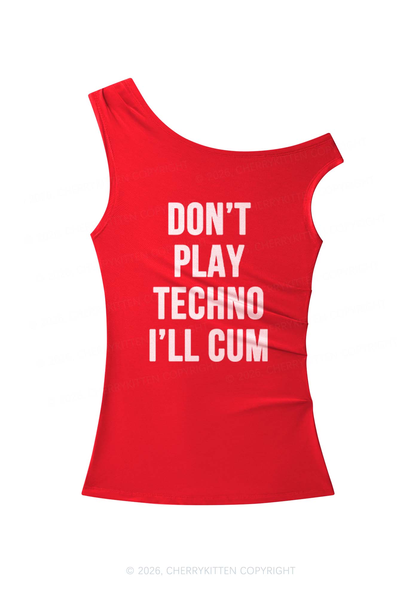 Dont Play Techno Y2K Off Shoulder Tank Top Cherrykitten