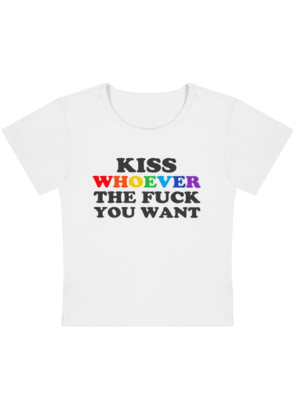 Kiss Whoever You Want Y2K Baby Tee