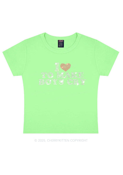 Rhinestone Love To Make Boys Cry Y2K Baby Tee Cherrykitten