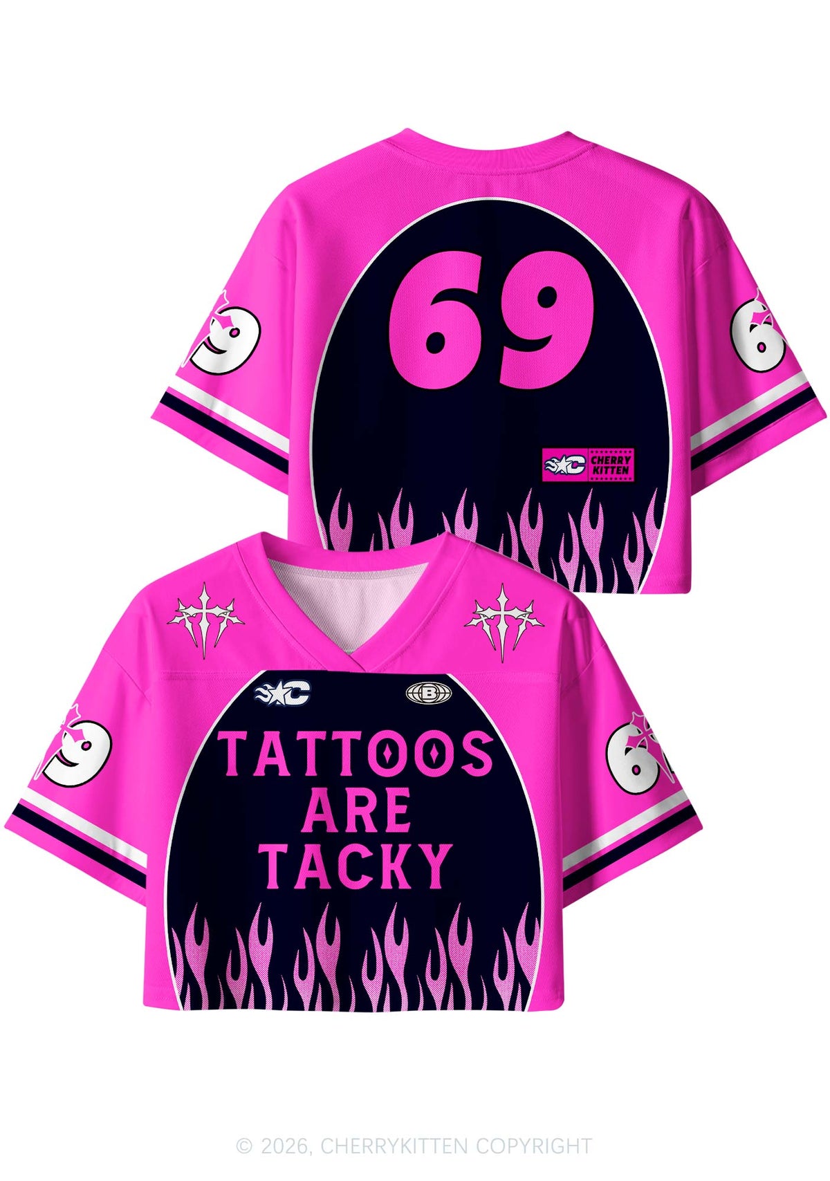 Tattoos Are Tacky Y2K Crop Sport Jersey Shirts Cherrykitten
