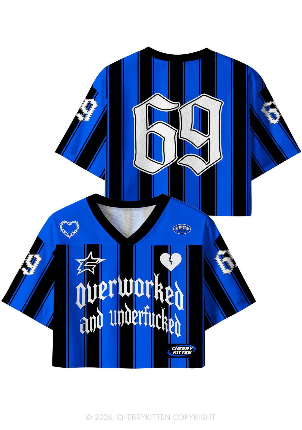 Overworked And Underfxxked Y2K Crop Sport Jersey Shirts Cherrykitten