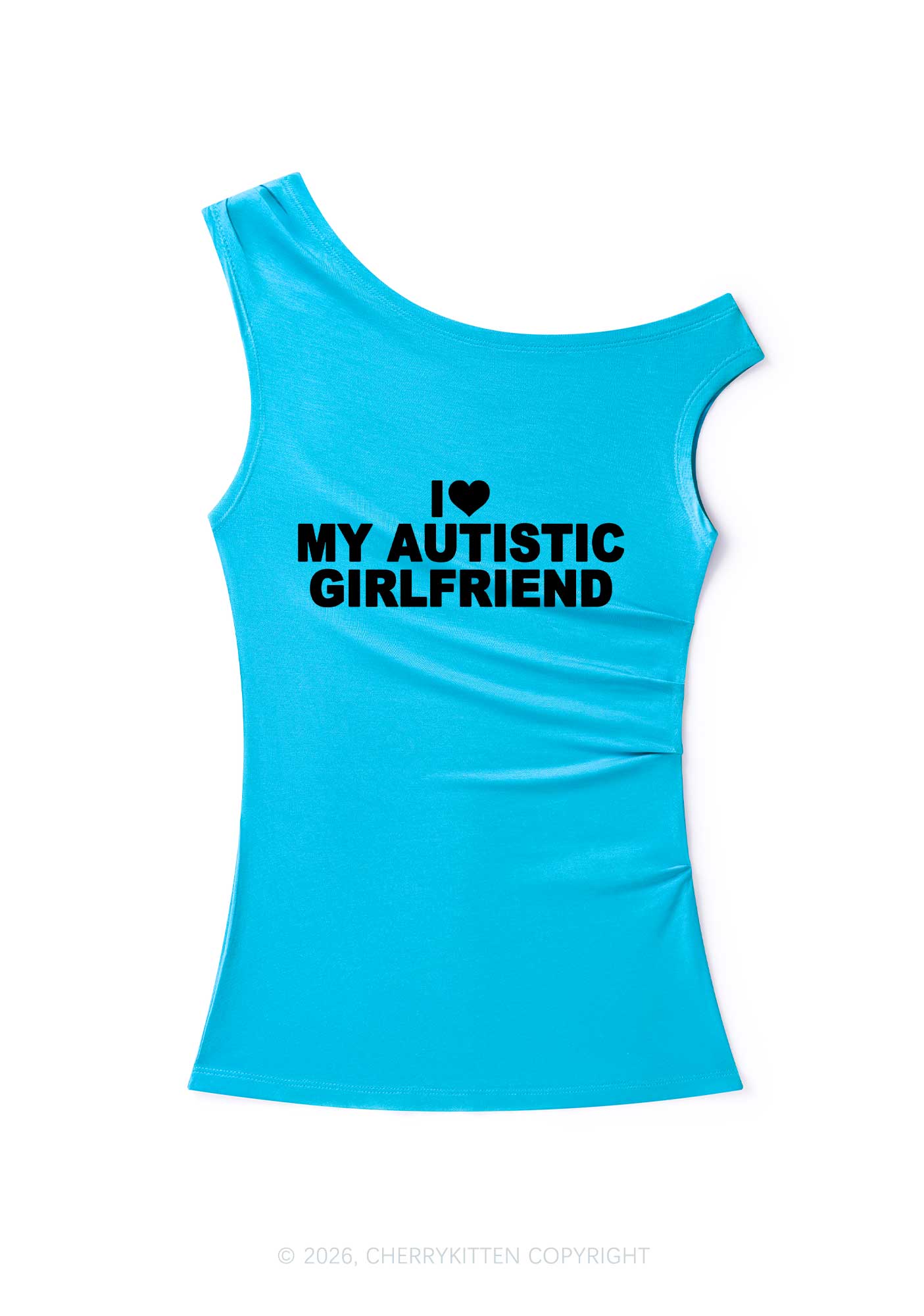 I Love My Autistic GF Valentine's Day Y2K Off Shoulder Tank Top Cherrykitten