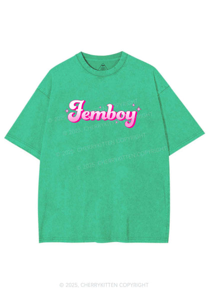 Femboy Pride Y2K Shirts Washed Tee Cherrykitten