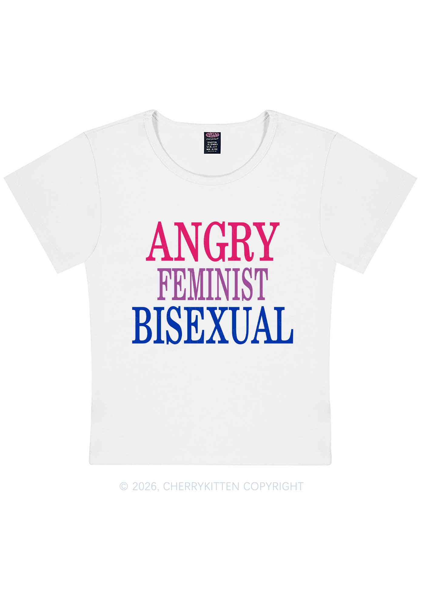 Angry Feminist Bisexual Pride Y2K Baby Tee Cherrykitten
