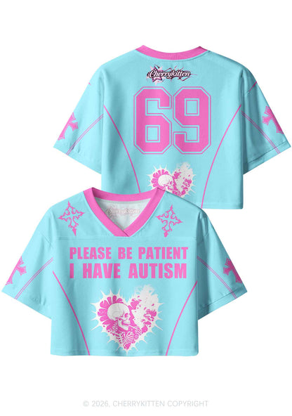 I Have Autism Skull Y2K Crop Sport Jersey Shirts Cherrykitten