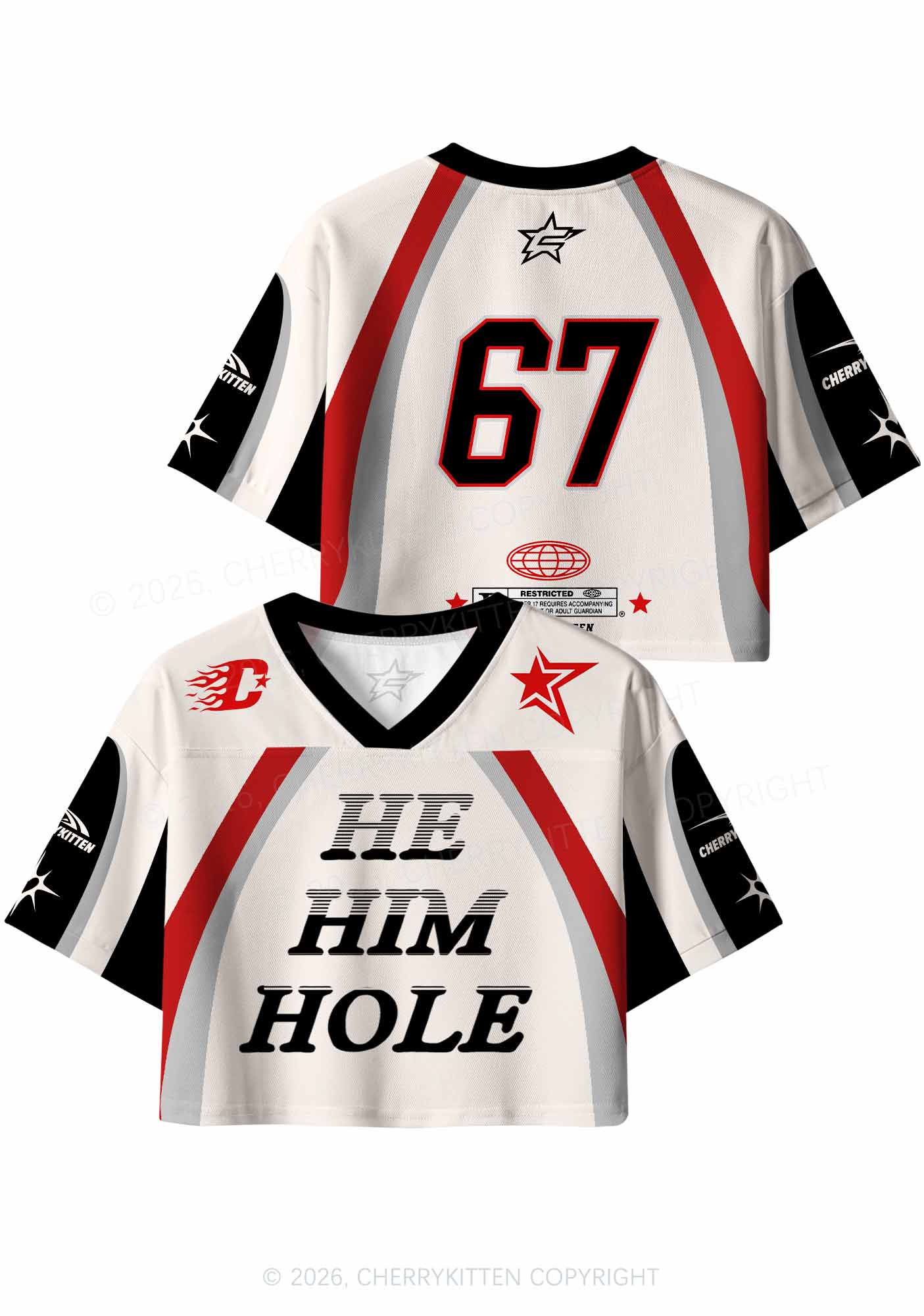 Off White He Him Hole Pride Y2K Crop Sport Jersey Shirts Cherrykitten