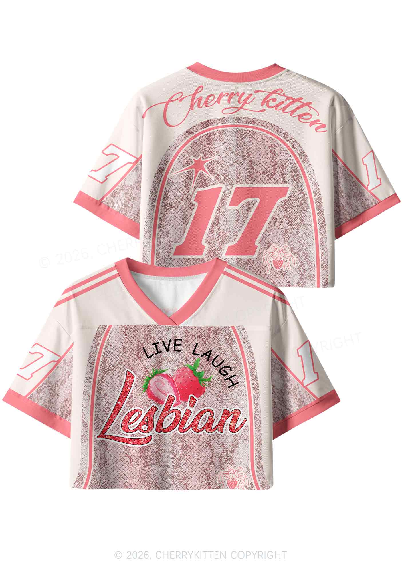 Live Laugh Lesbian Pride Y2K Crop Sport Jersey Shirts Cherrykitten