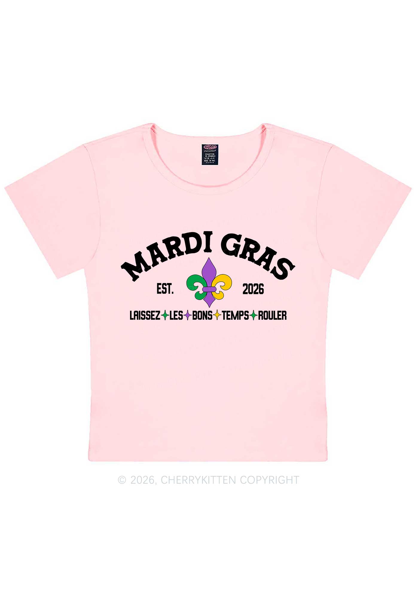Mardi Gras Laissez Les Bons Temps Rouler Y2K Baby Tee Cherrykitten