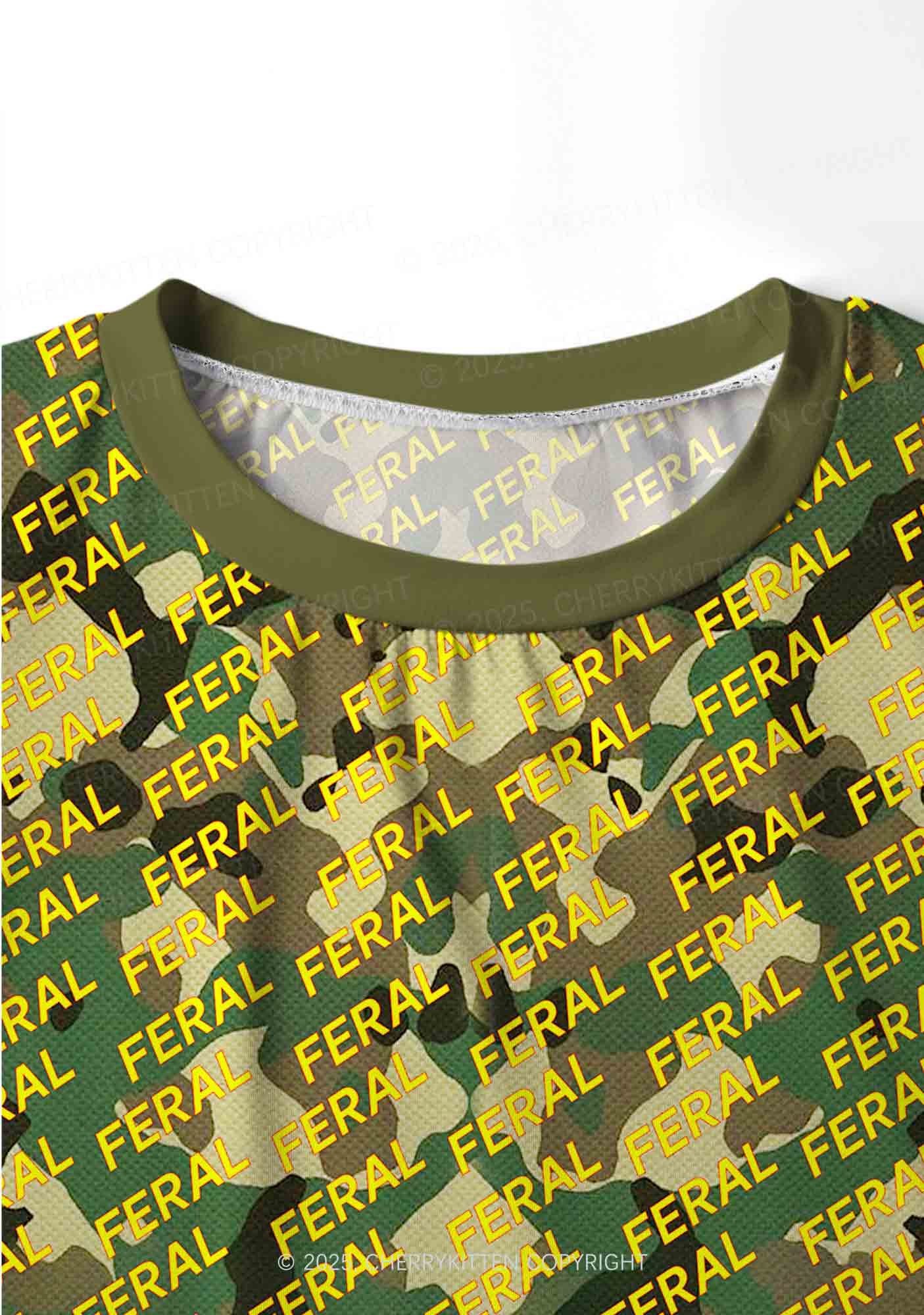 Wild Camouflage Feral Y2K Print Long Sleeve Pajama Set Cherrykitten