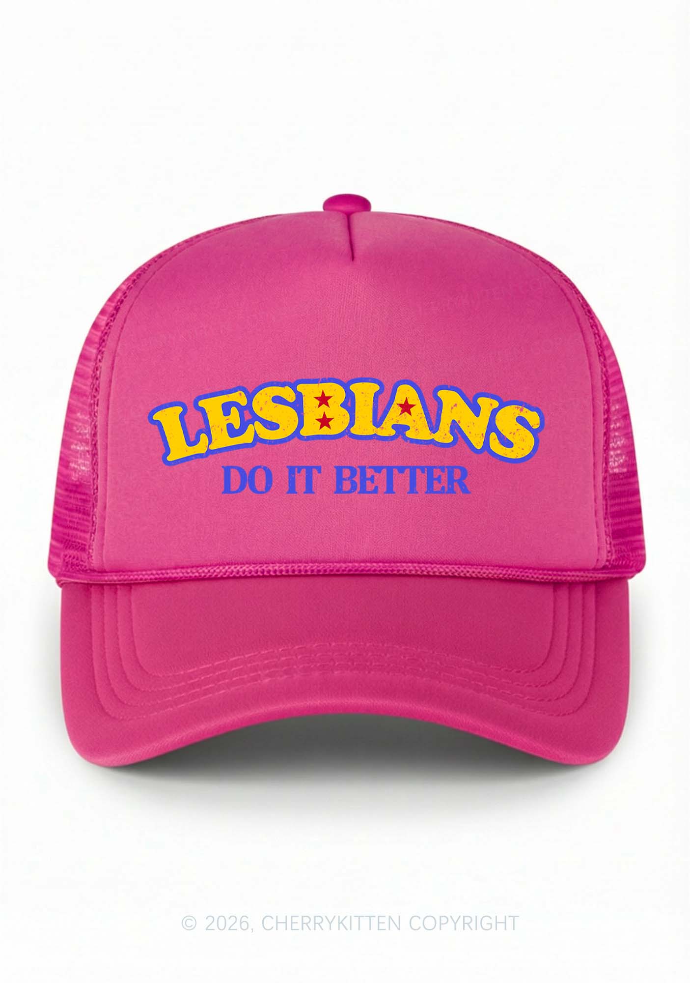 Lesbians Do It Better Pride Y2K Trucker Hat Cherrykitten
