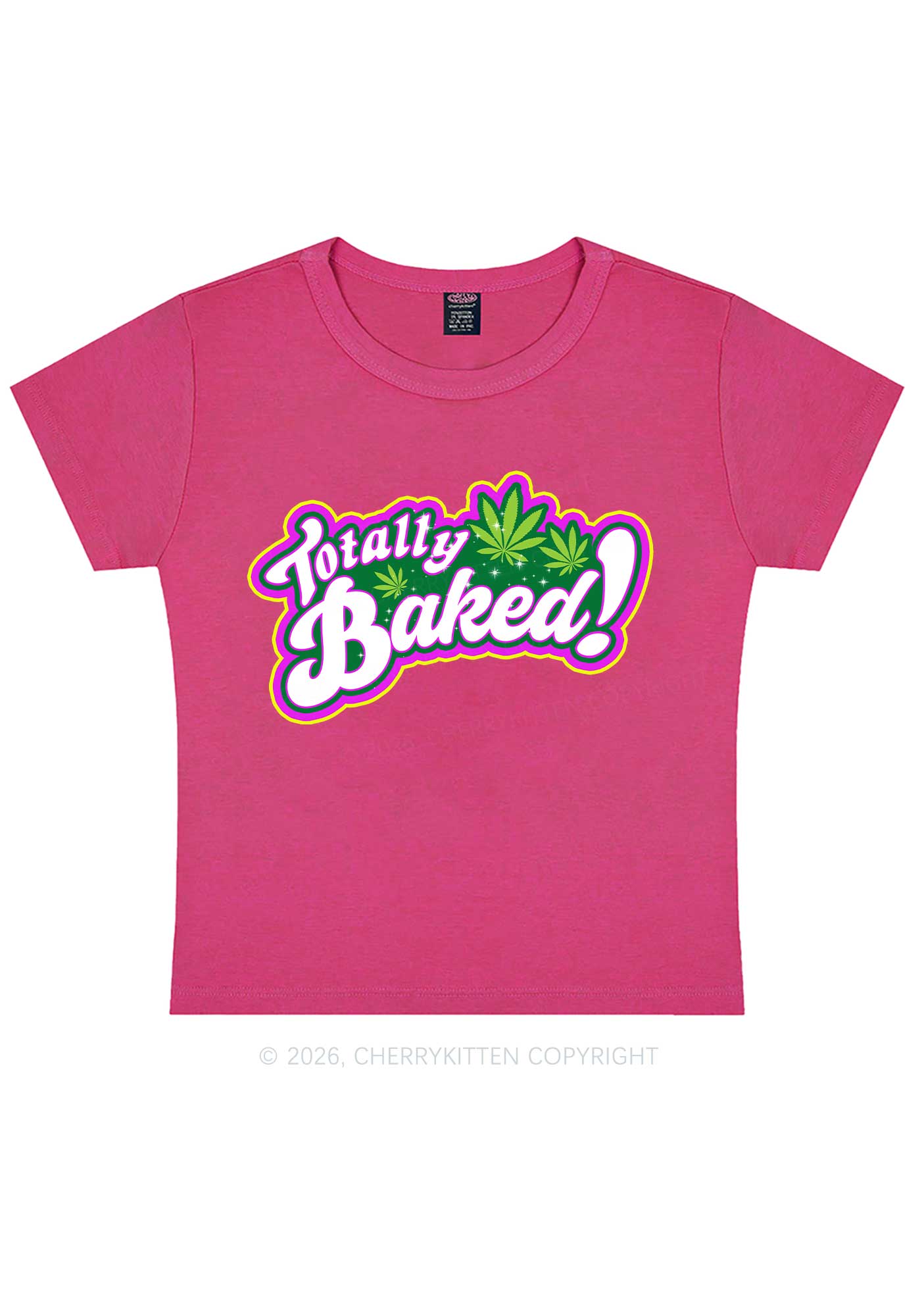 Totally Baked Y2K Baby Tee Cherrykitten