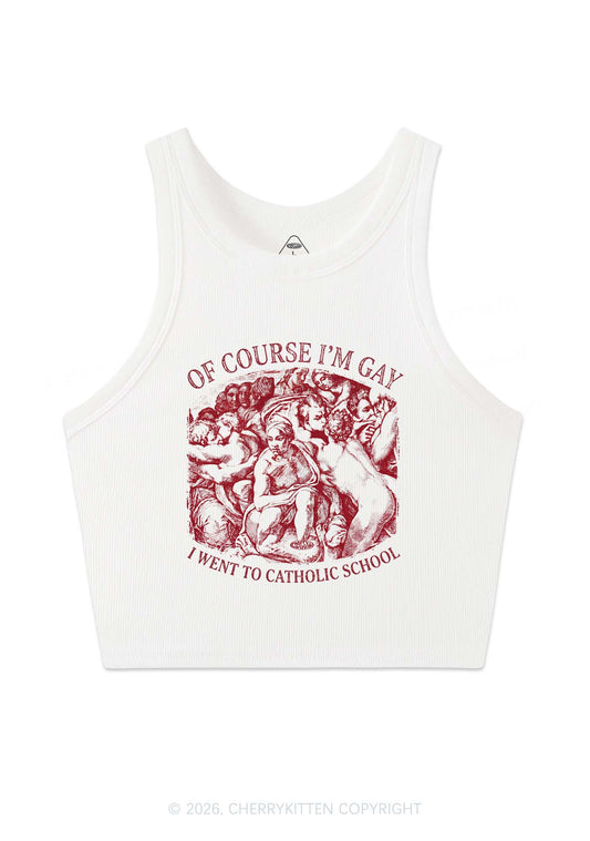 Of Course Im Gay l Pride Y2K Crop Tank Top Cherrykitten