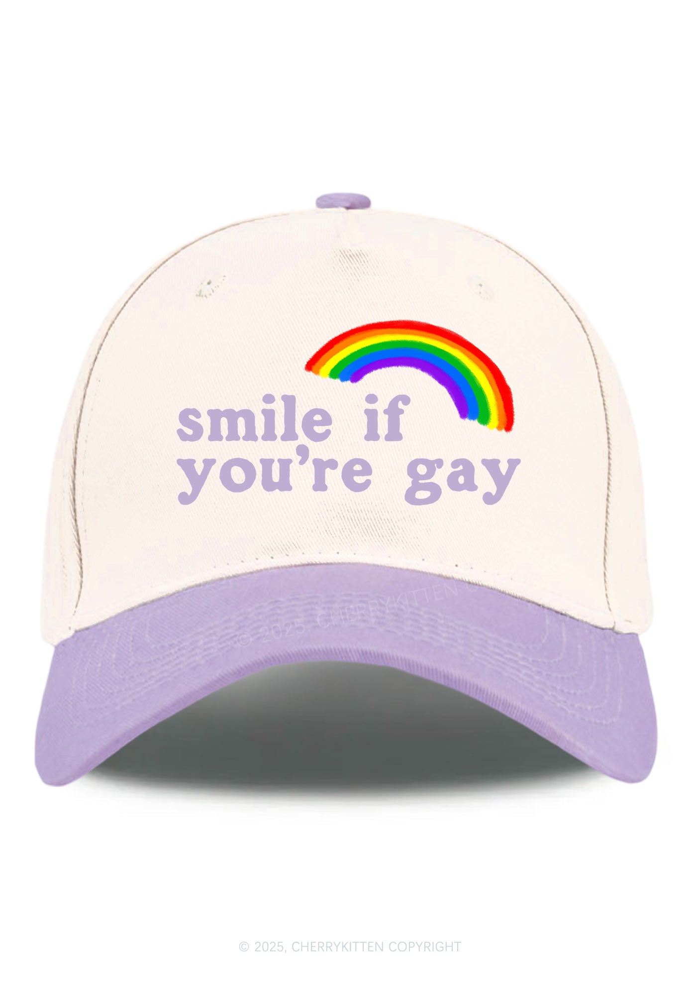 Rainbow Smile If You're Gay Pride Y2K Color Block Baseball Cap Cherrykitten