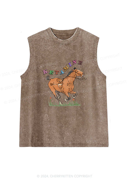 Orange Pony Y2K Washed Tank Cherrykitten