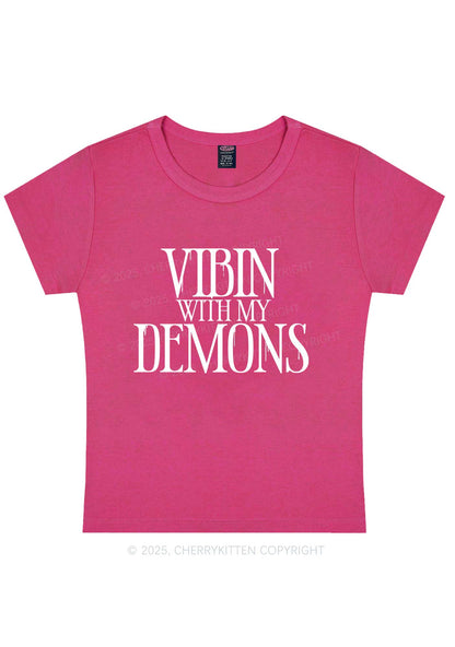 Halloween Vibin With My Demons Y2K Baby Tee Cherrykitten