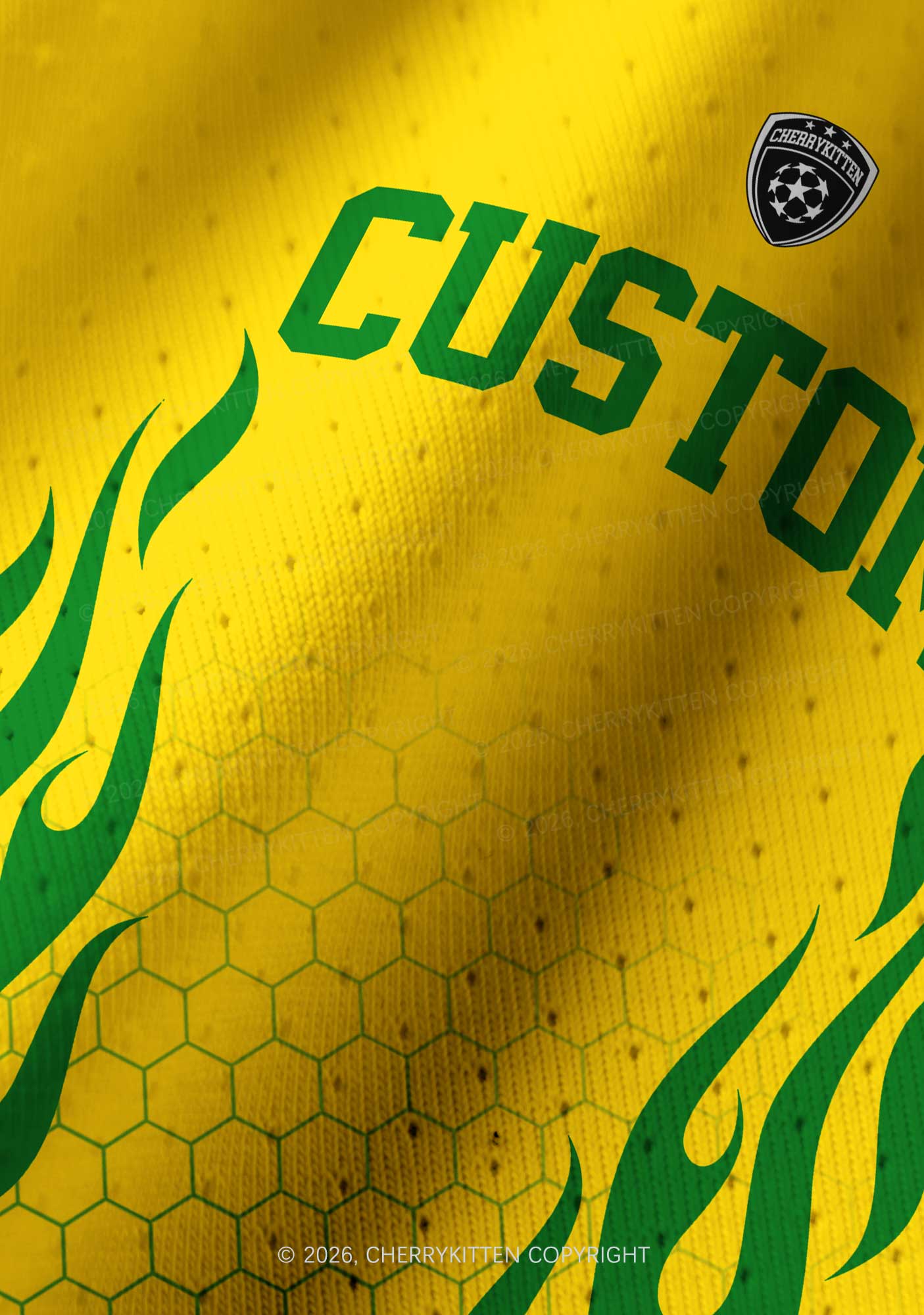 Custom Yellow Green Flame Y2K Crop Football Jersey Shirts Cherrykitten
