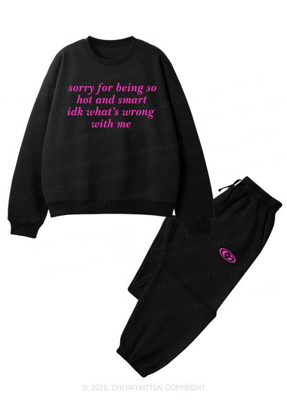Sorry For Being So Smart Y2K Fleece Sweatshirts Set Cherrykitten