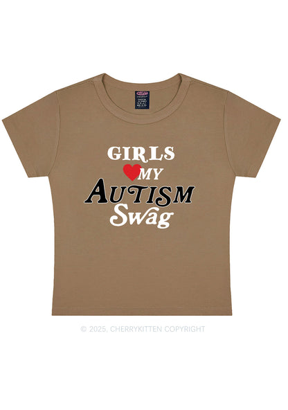 Girls Love Autism Swag Y2K Baby Tee Cherrykitten