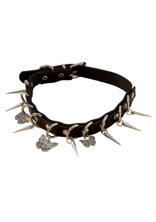 Studded Butterfly Creative Rock Leather Necklace