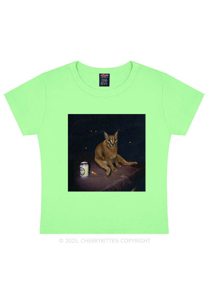 Drinking Floppa Y2K Baby Tee Cherrykitten