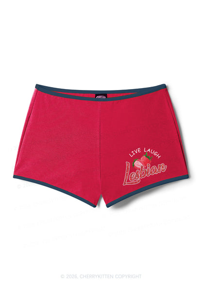 Live Laugh Lesbian Pride Y2K Booty Shorts Cherrykitten