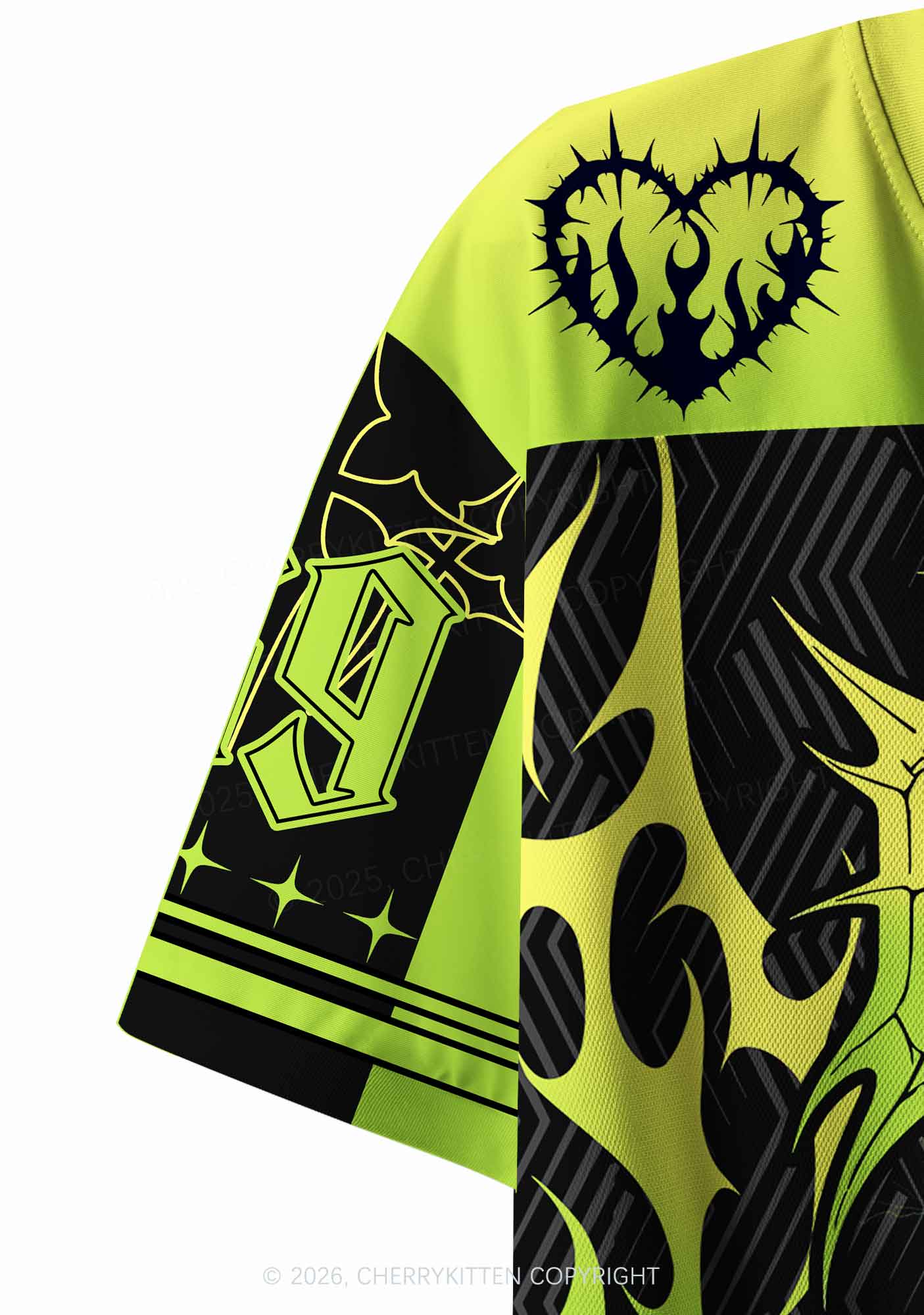Green Gothic Fag Princess Pride Y2K Crop Sport Jersey Shirts Cherrykitten