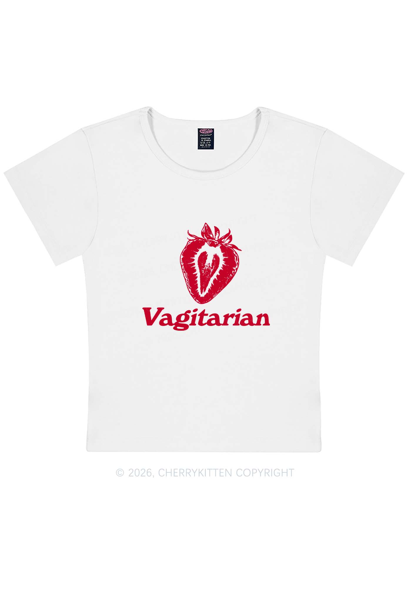 Vagitarian Strawberry Pride Y2K Baby Tee Cherrykitten