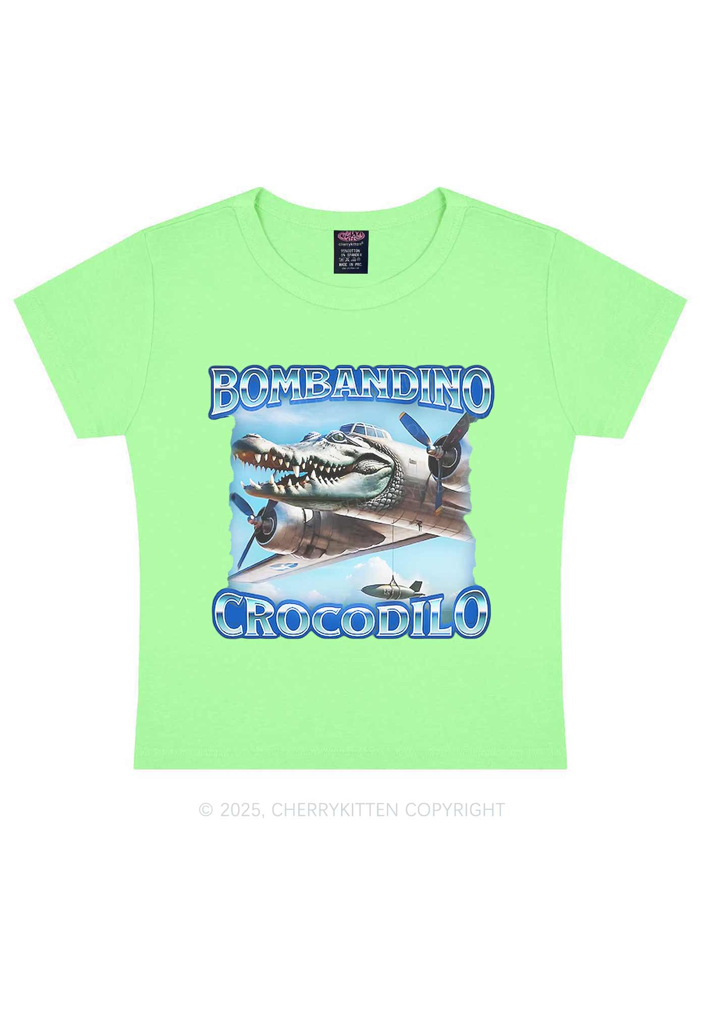 Bombandino Crocodilo Italian Brainrot Shirt Y2K Baby Tee Cherrykitten