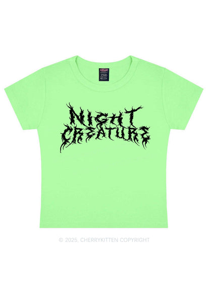 Night Creature Y2K Baby Tee Cherrykitten