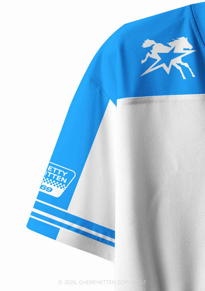 Blue Gay King Pride Y2K Crop Sport Jersey Shirts Cherrykitten