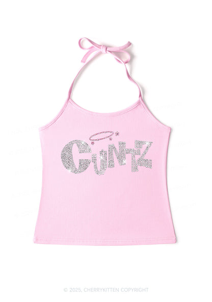 Rhinestone Cxntz Y2K Halter Neck Cami Cherrykitten